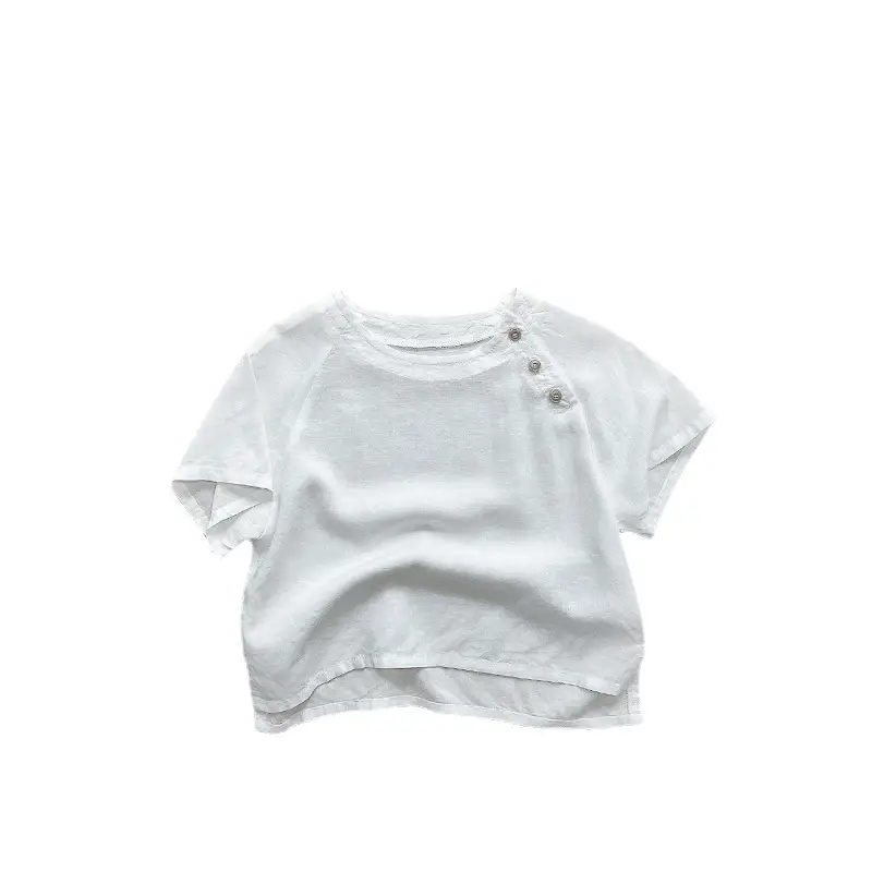 White Korean Style Short Sleeve T-Shirt for Boys Girls 2026 - Image 17