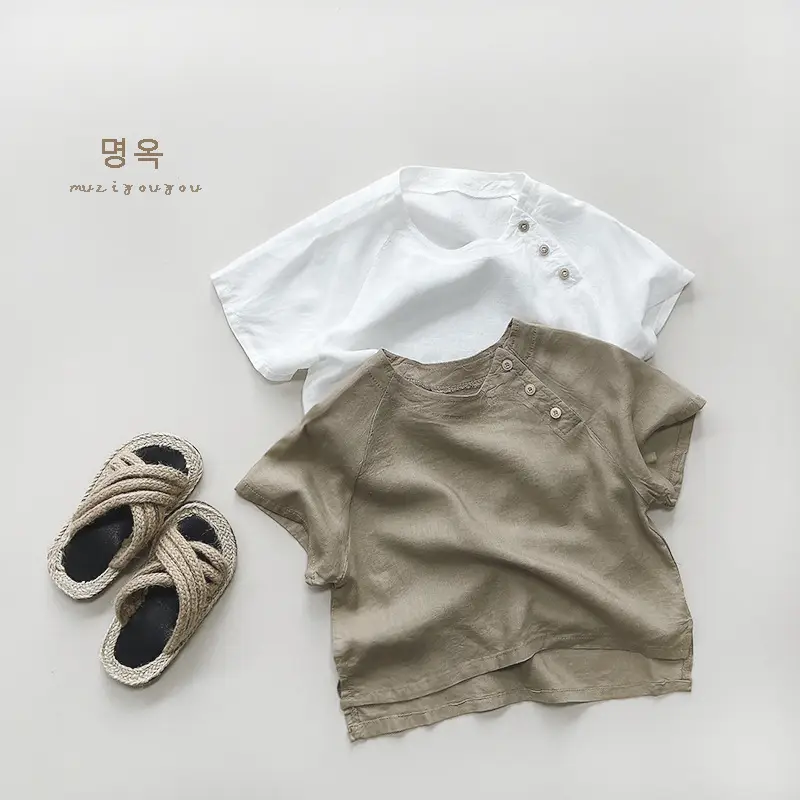 White Korean Style Short Sleeve T-Shirt for Boys Girls 2026 — feature 3