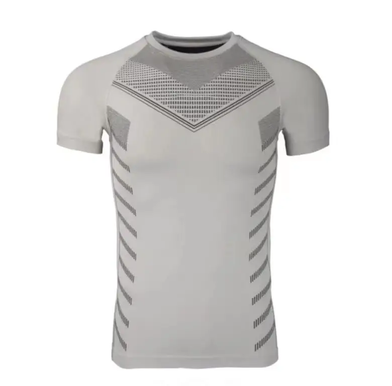 Men Muscle Tight Gray T-Shirt Gym Training Wear