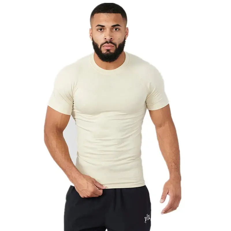 Men Muscle Tight Gray T-Shirt Gym Training Wear