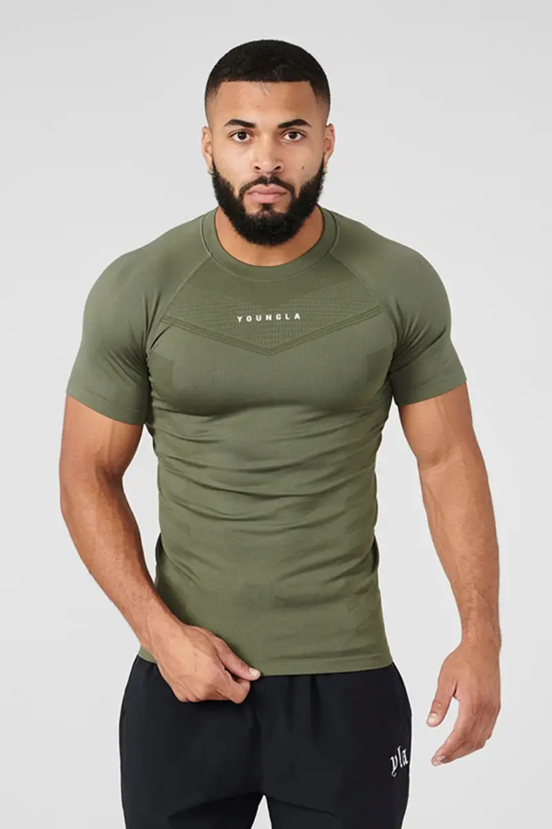Men Muscle Tight Gray T-Shirt Gym Training Wear