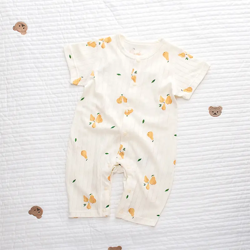 Baby Cotton Short Sleeve Onesie with Fruit Print — feature 15
