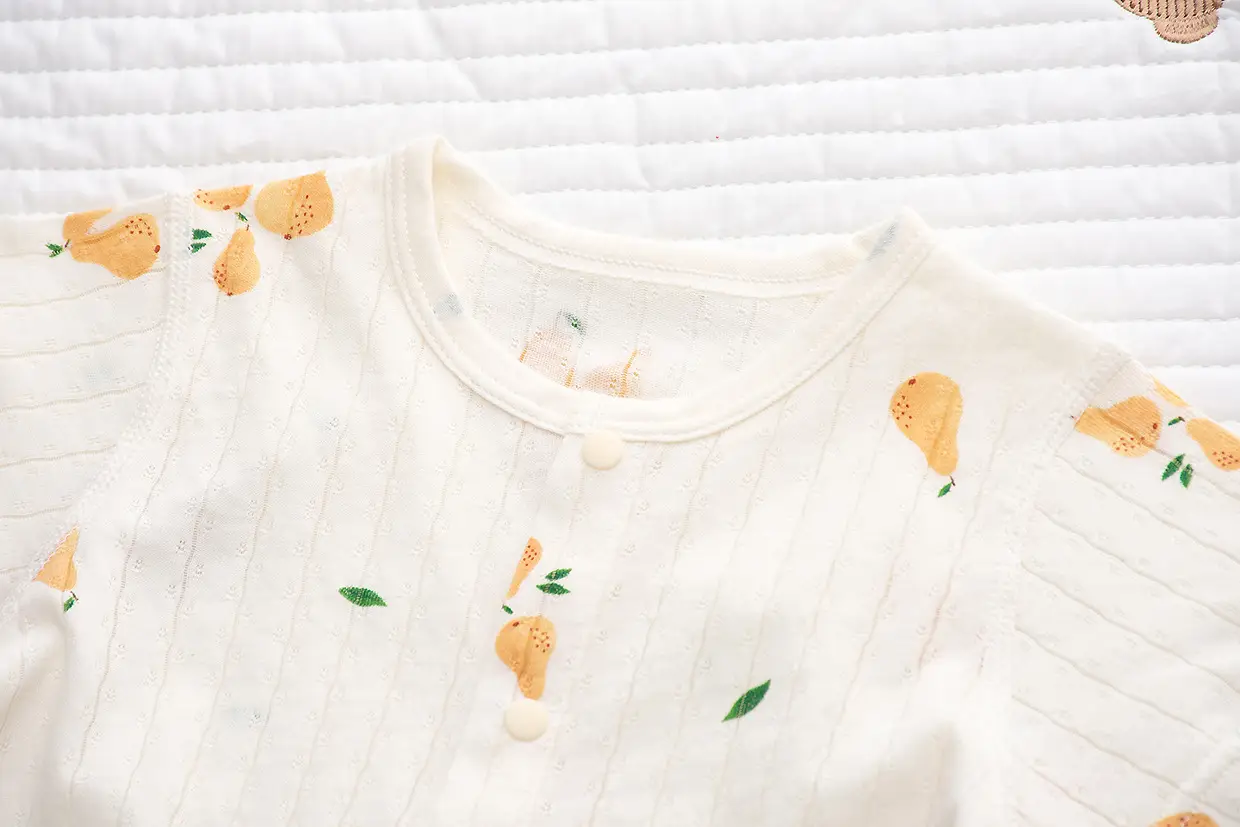 Baby Cotton Short Sleeve Onesie with Fruit Print — feature 18
