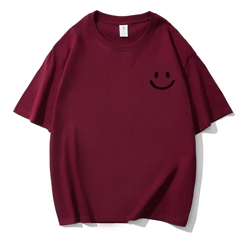 Men Pure Cotton Smiley T-Shirt White 2025 Summer — feature 12