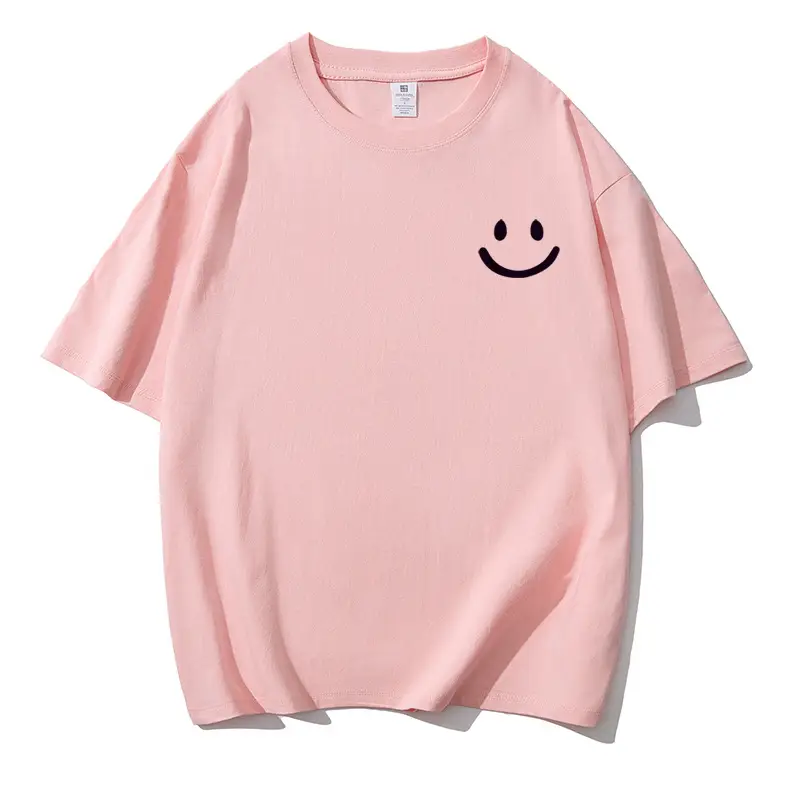 Men Pure Cotton Smiley T-Shirt White 2025 Summer - Image 7