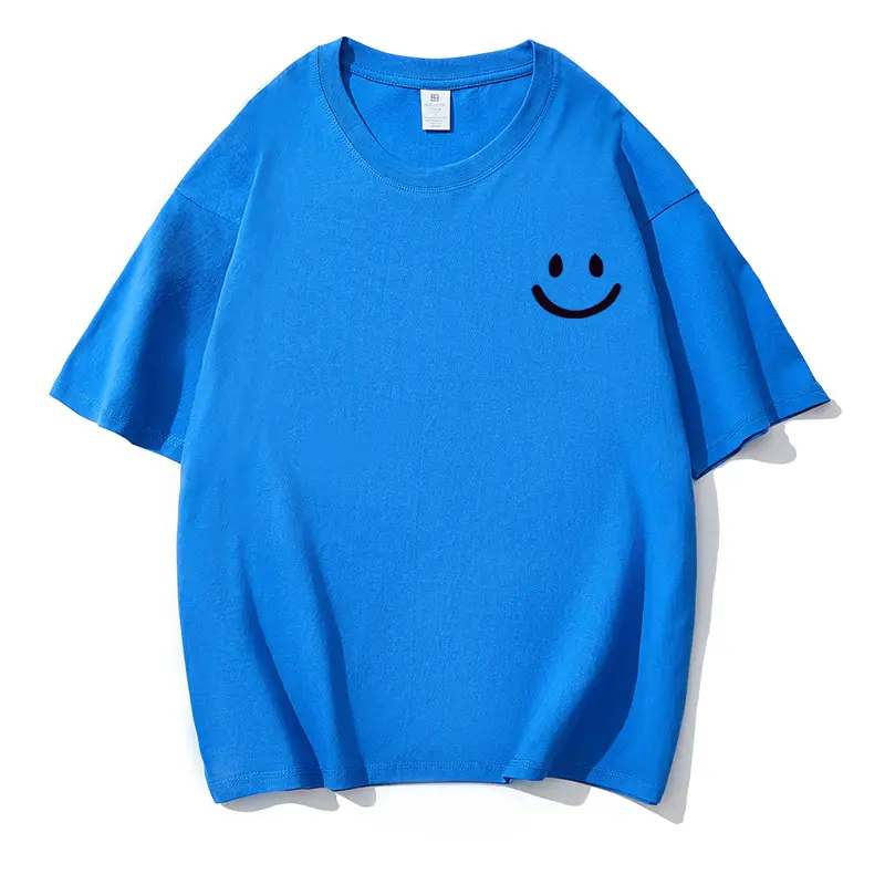 Men Pure Cotton Smiley T-Shirt White 2025 Summer - Image 8