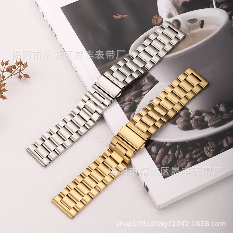 Samsung Huawei GT4Pro Watch 3 Beads Solid Band Gold Black