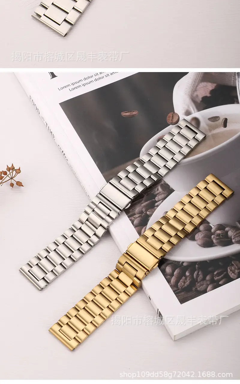 Samsung Huawei GT4Pro Watch 3 Beads Solid Band Gold Black — feature 13