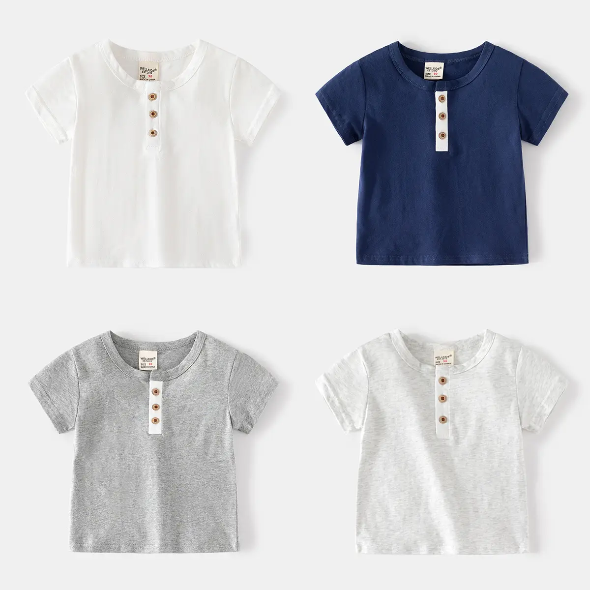 Blue Cotton Short Sleeve T-Shirt for Boys Medium