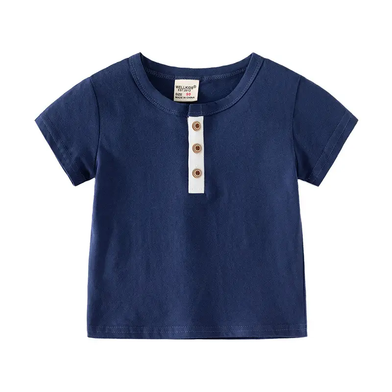 Blue Cotton Short Sleeve T-Shirt for Boys Medium