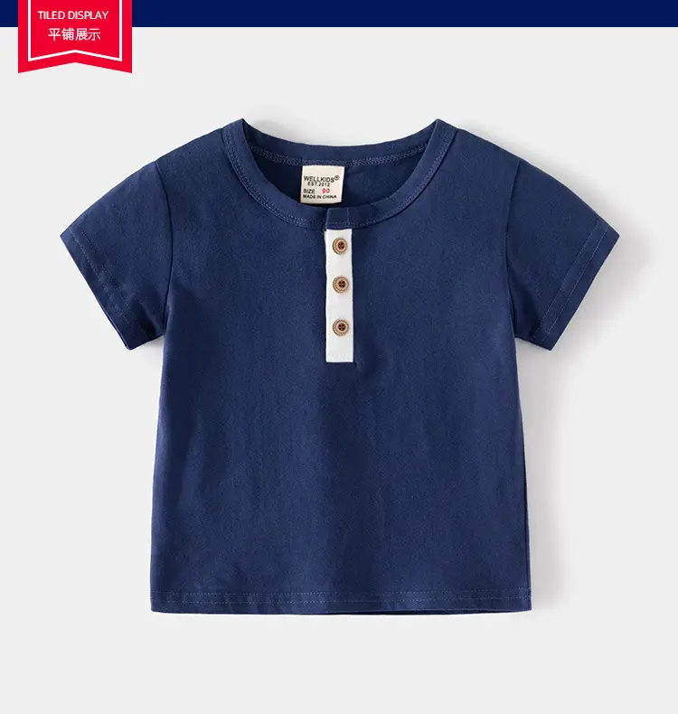 Blue Cotton Short Sleeve T-Shirt for Boys Medium — feature 6