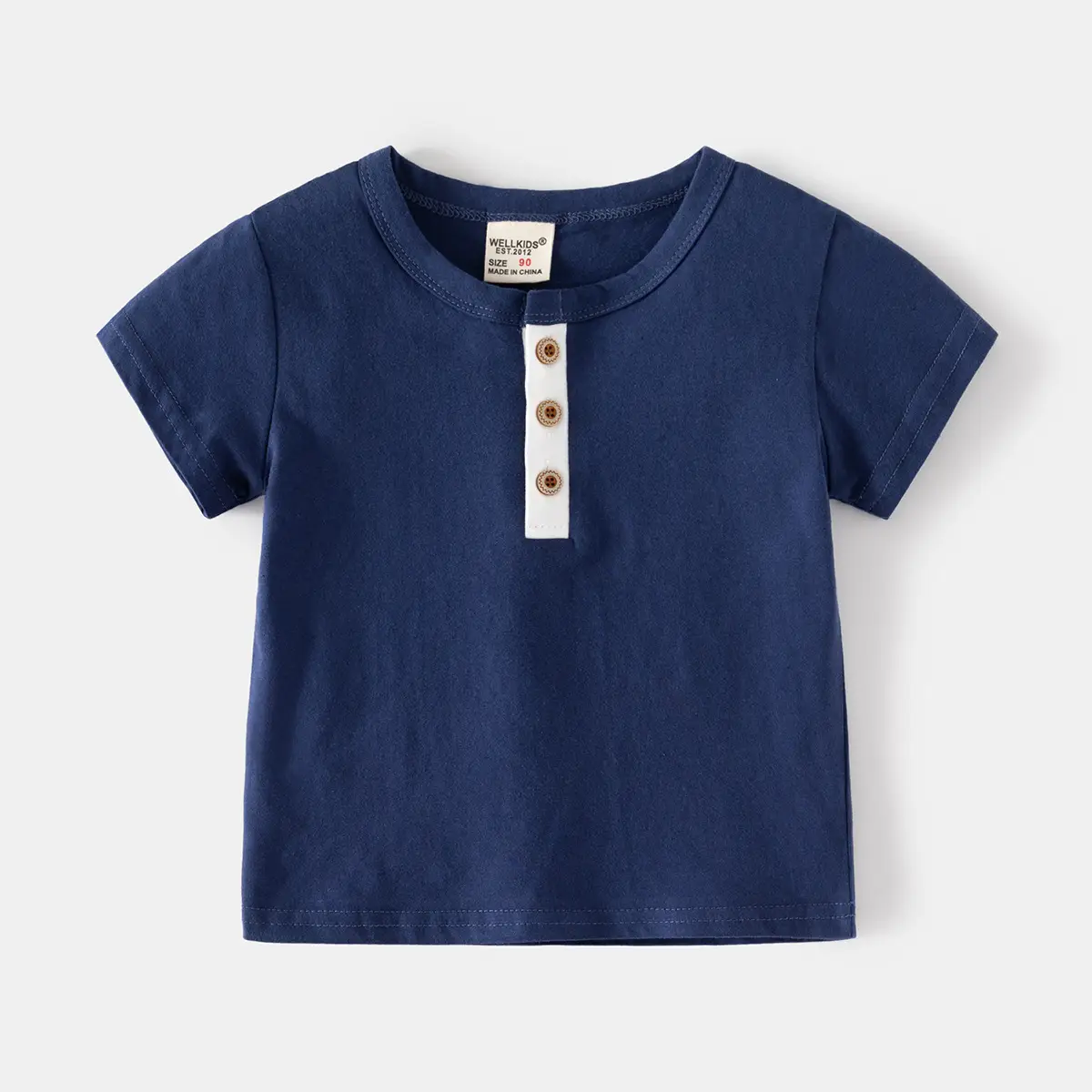 Blue Cotton Short Sleeve T-Shirt for Boys Medium