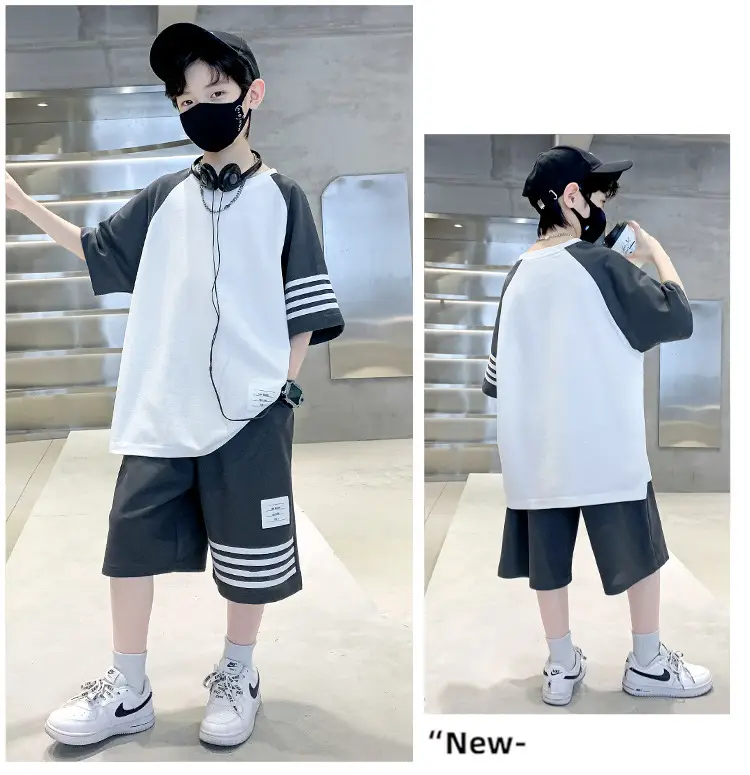 Boys 2025 Summer Suit White Black Short Sleeve — feature 10