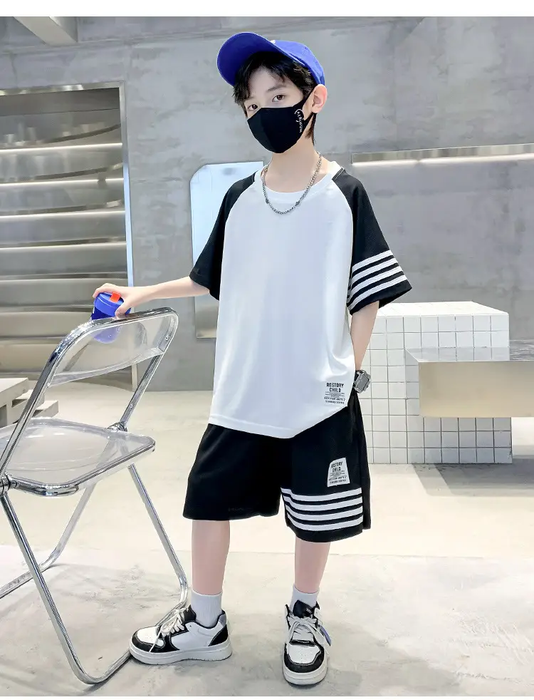 Boys 2025 Summer Suit White Black Short Sleeve — feature 13