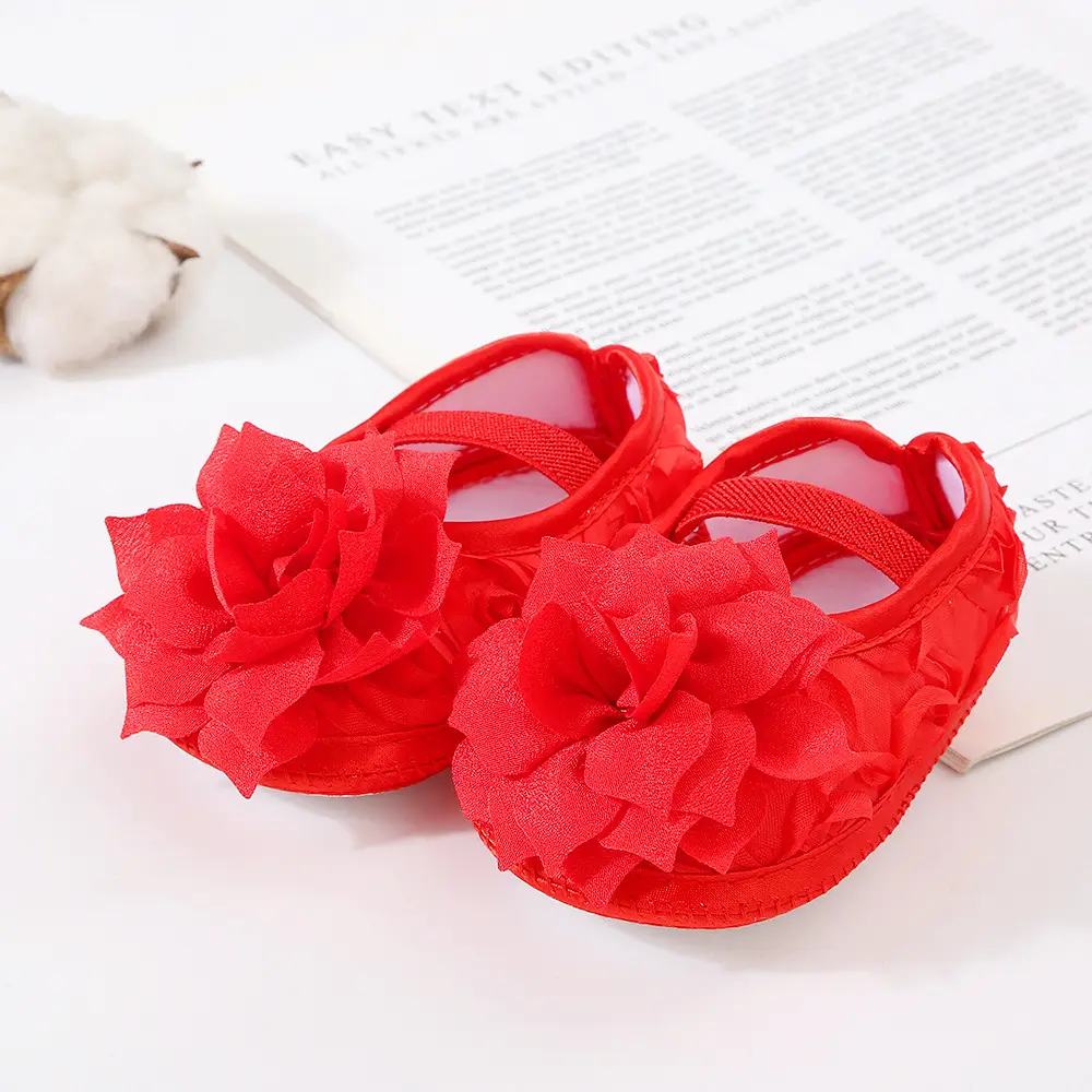 Korean version of flower newborn baby shoes soft bottom beautiful female baby princess shoes 3-5-8 NS toddler shoes dress shoes
