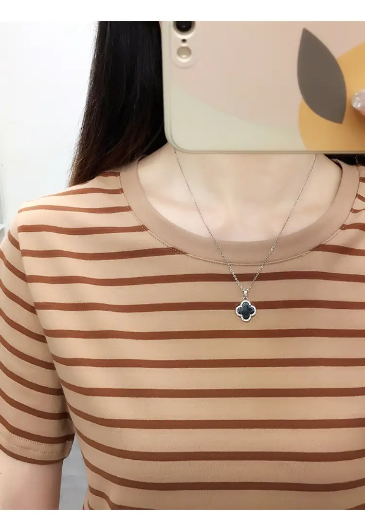 Women Blue Striped Short Sleeve T-Shirt 2023 — feature 21