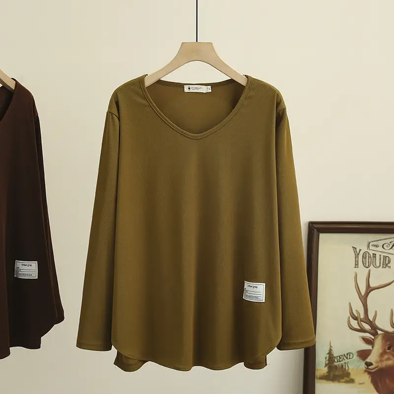 Black Long Sleeve T-Shirt Plus Size Women's Casual Wear - Image 4