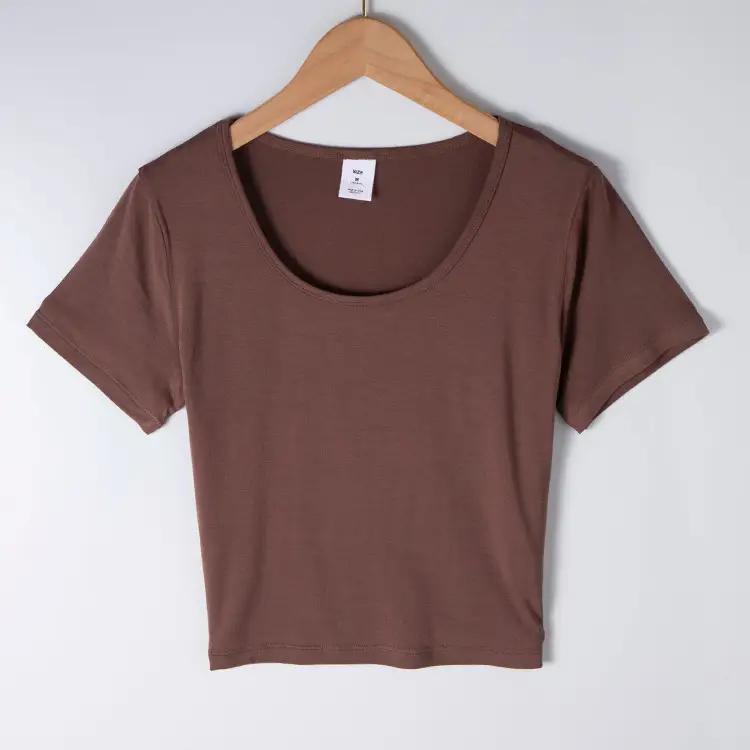 Women Grey Modal Crewneck T-Shirt Slim Fit - Image 3