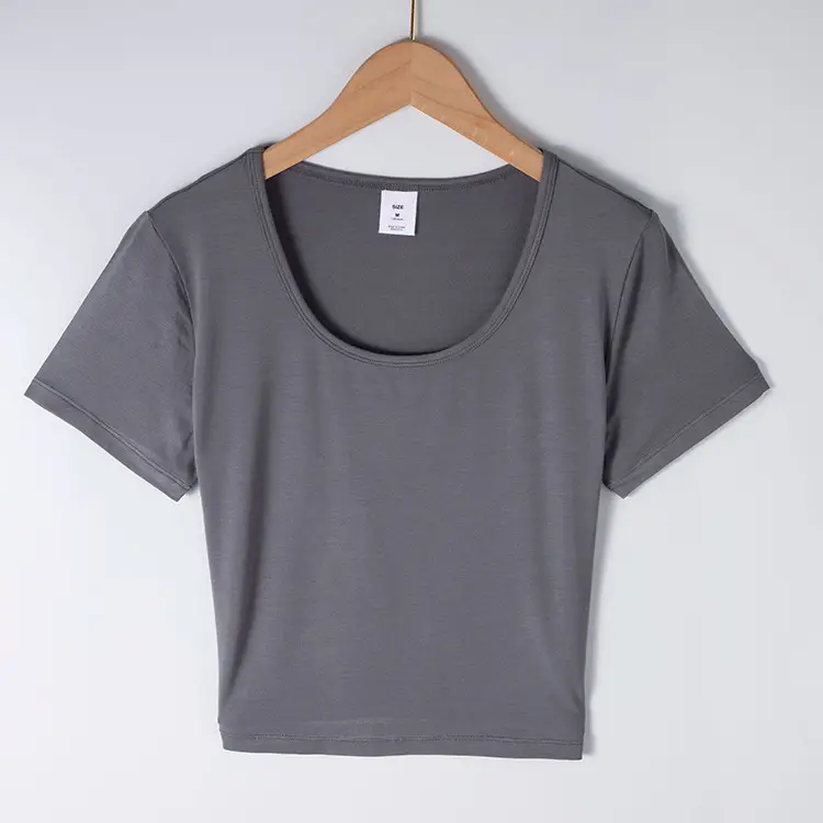 Women Grey Modal Crewneck T-Shirt Slim Fit - Image 4