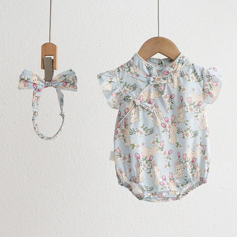 Baby Floral Cheongsam Set for Girls Summer - Image 2