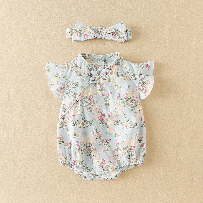 Baby Floral Cheongsam Set for Girls Summer - Image 4