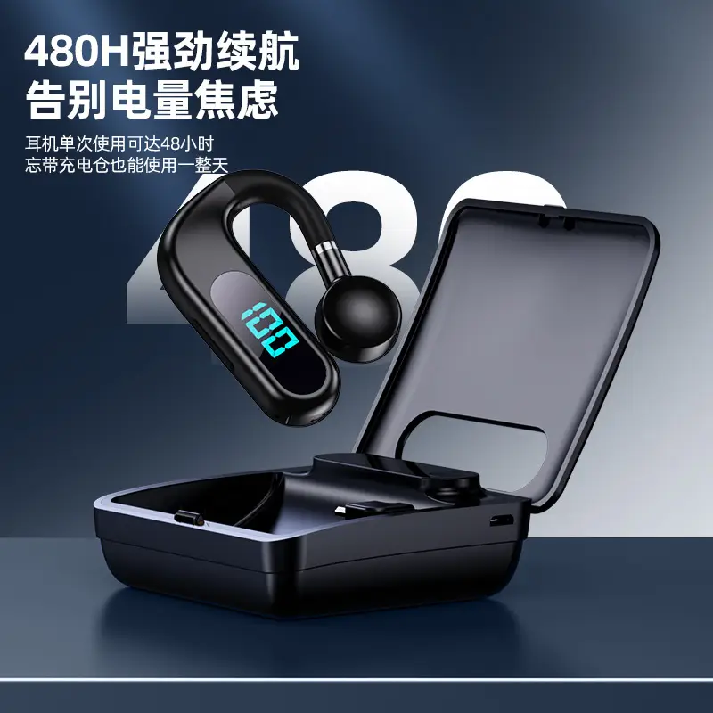 Blue Bone Conduction Wireless Bluetooth Headset with Digital Display - Image 7