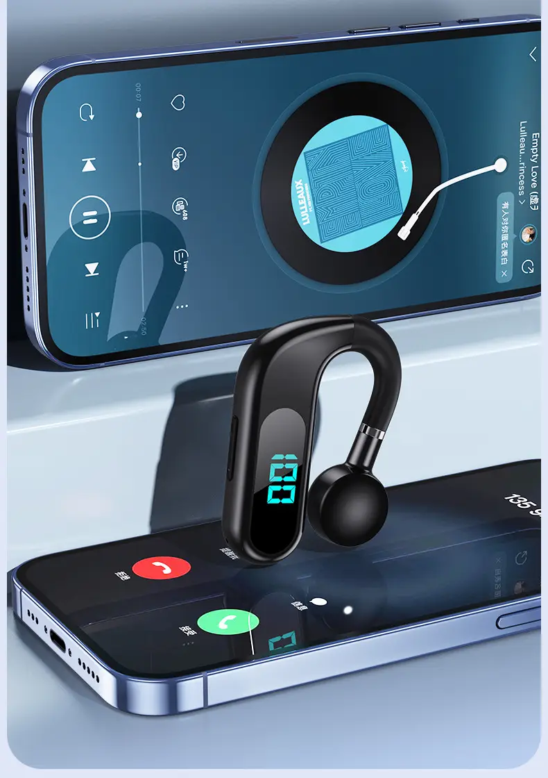 Blue Bone Conduction Wireless Bluetooth Headset with Digital Display — feature 11
