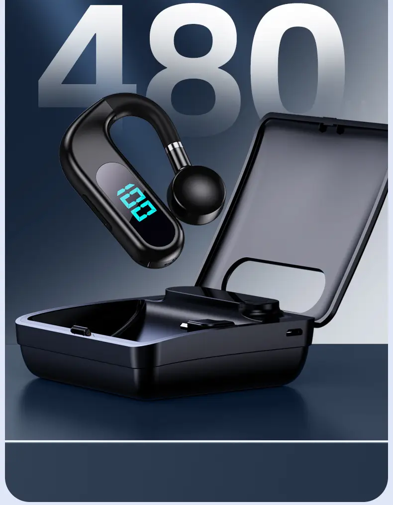 Blue Bone Conduction Wireless Bluetooth Headset with Digital Display — feature 17