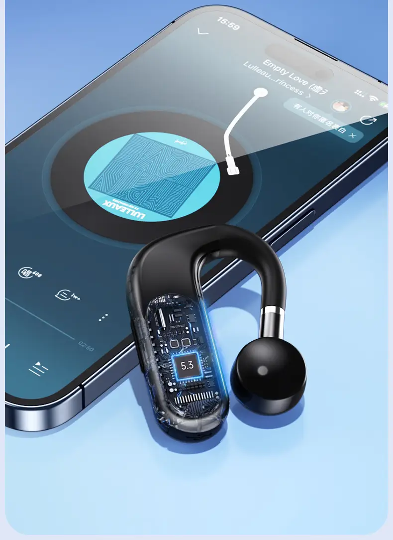 Blue Bone Conduction Wireless Bluetooth Headset with Digital Display — feature 19