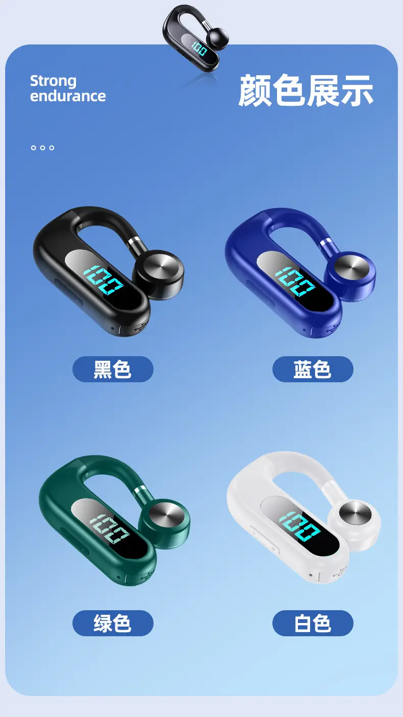 Blue Bone Conduction Wireless Bluetooth Headset with Digital Display — feature 22