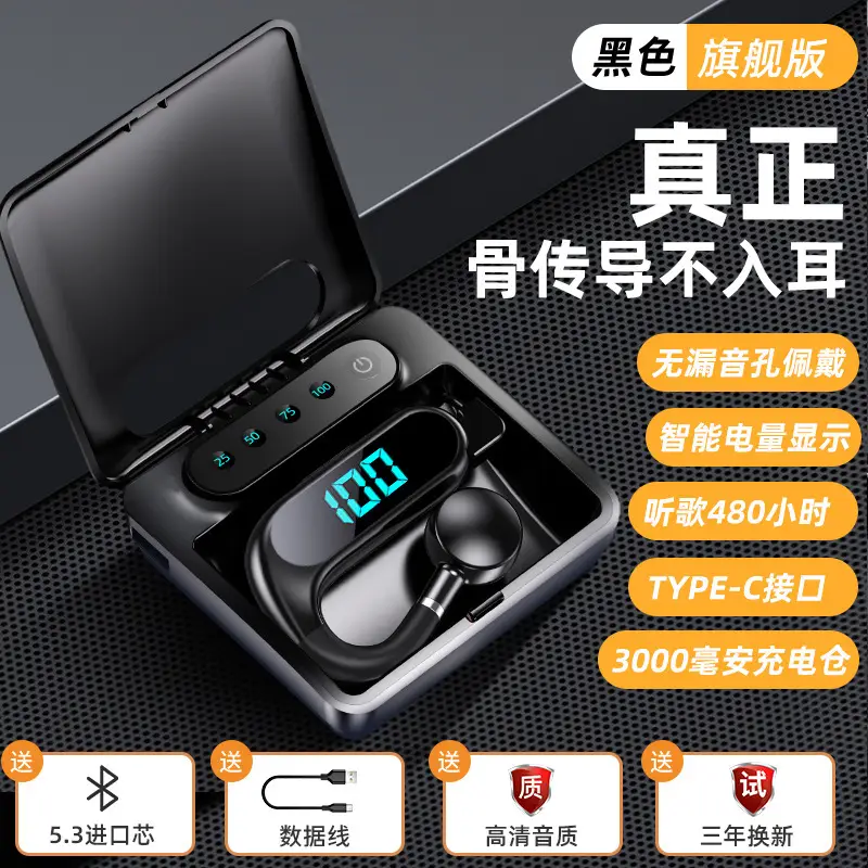 Blue Bone Conduction Wireless Bluetooth Headset with Digital Display - Image 4
