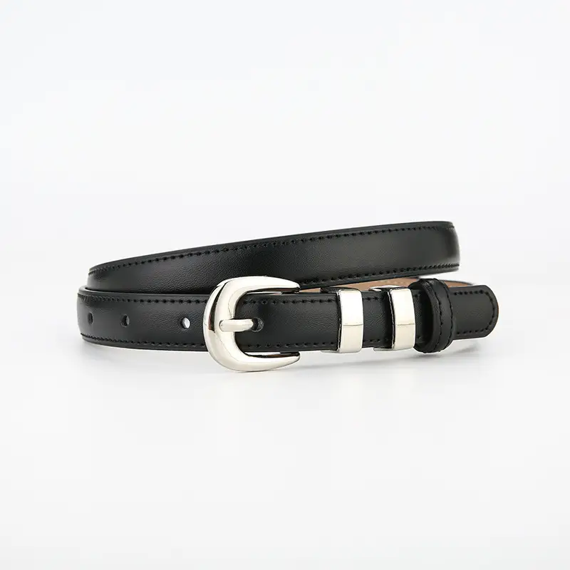 Korean Style Brown Leather Belt with Silver Buckle - Image 9