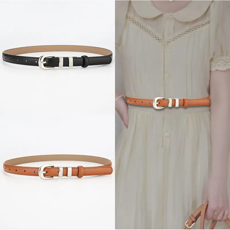 Korean Style Brown Leather Belt with Silver Buckle - Image 12