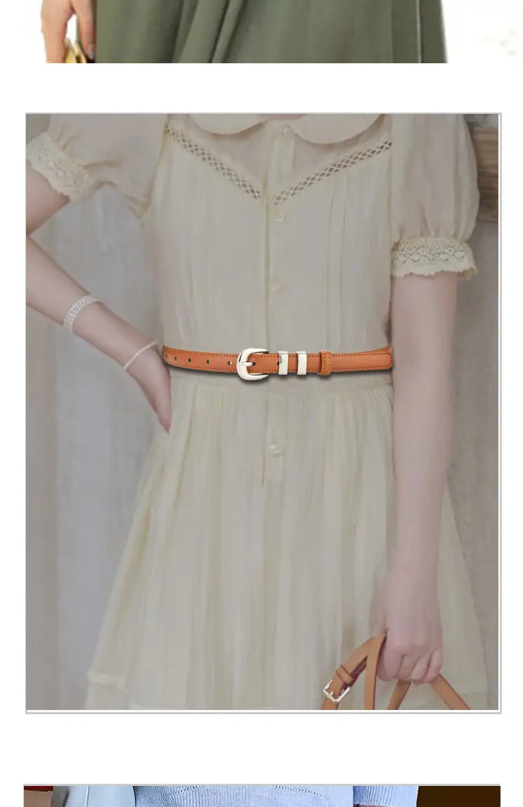 Korean Style Brown Leather Belt with Silver Buckle β feature 2