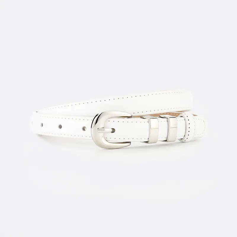 Korean Style Brown Leather Belt with Silver Buckle - Image 2