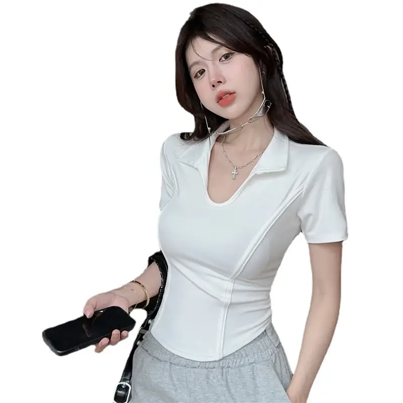 Women's 2025 Short U-Neck T-Shirt High Waist Bottom - Image 8