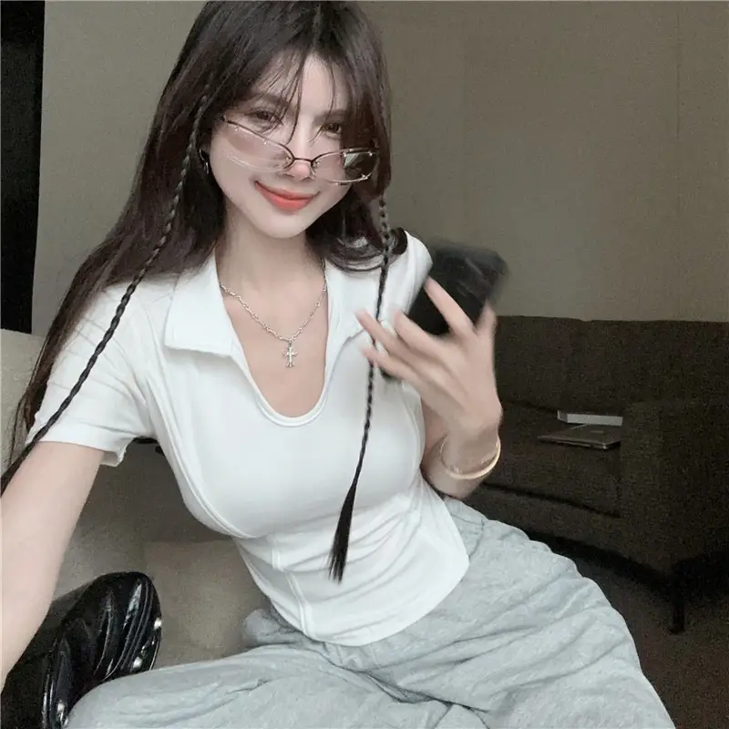 Women's 2025 Short U-Neck T-Shirt High Waist Bottom — feature 11