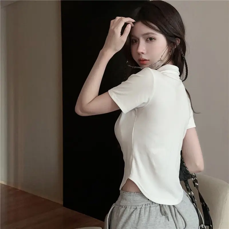 Women's 2025 Short U-Neck T-Shirt High Waist Bottom — feature 13