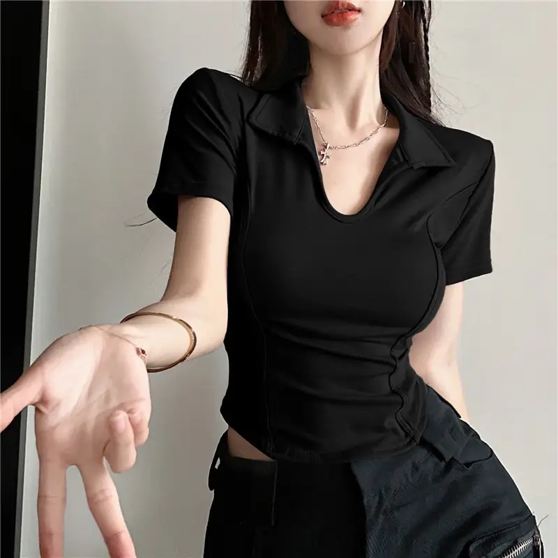 Women's 2025 Short U-Neck T-Shirt High Waist Bottom — feature 14