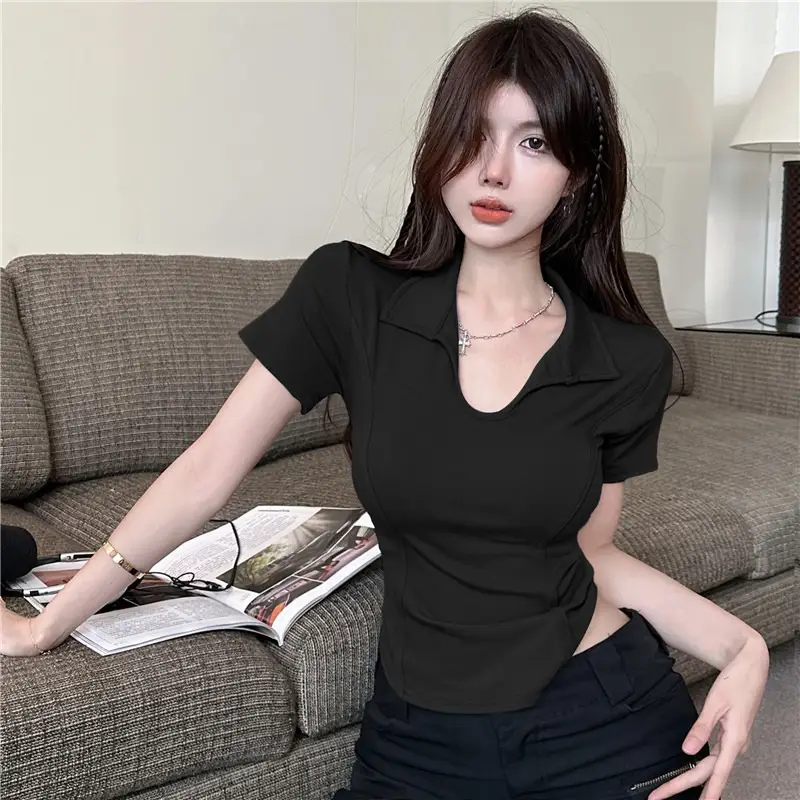 Women's 2025 Short U-Neck T-Shirt High Waist Bottom — feature 17