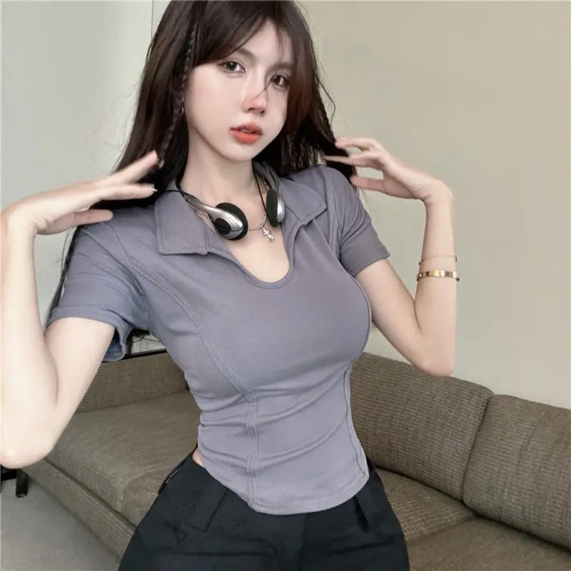 Women's 2025 Short U-Neck T-Shirt High Waist Bottom — feature 6