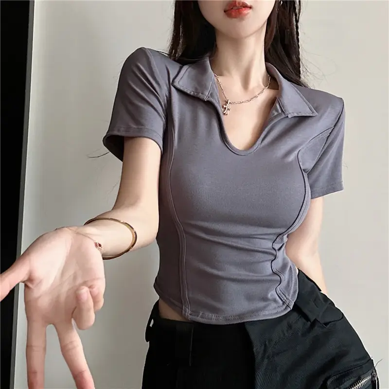 Women's 2025 Short U-Neck T-Shirt High Waist Bottom — feature 7