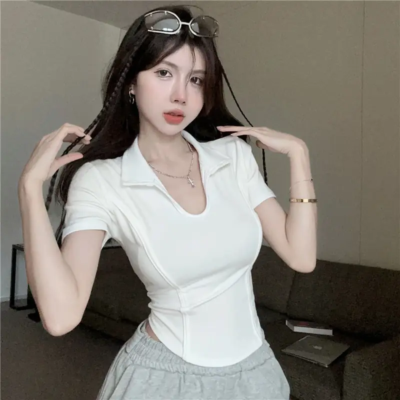 Women's 2025 Short U-Neck T-Shirt High Waist Bottom — feature 8
