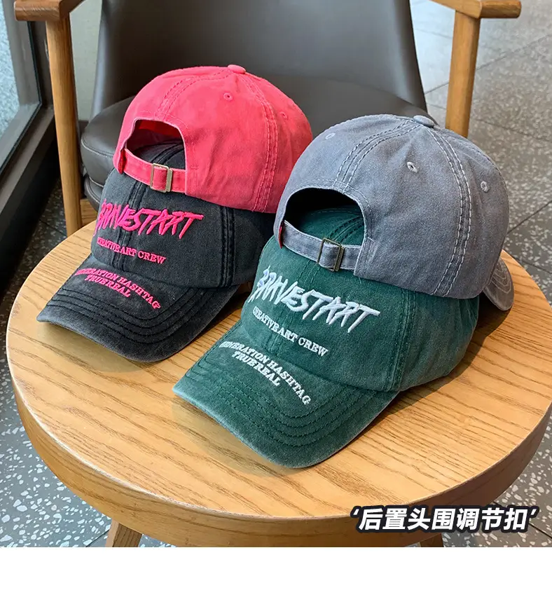 American-style washed retro baseball cap men women — feature 4