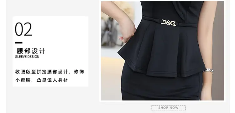 Black V-Neck Hip Short Sleeve Massage Workwear — feature 5