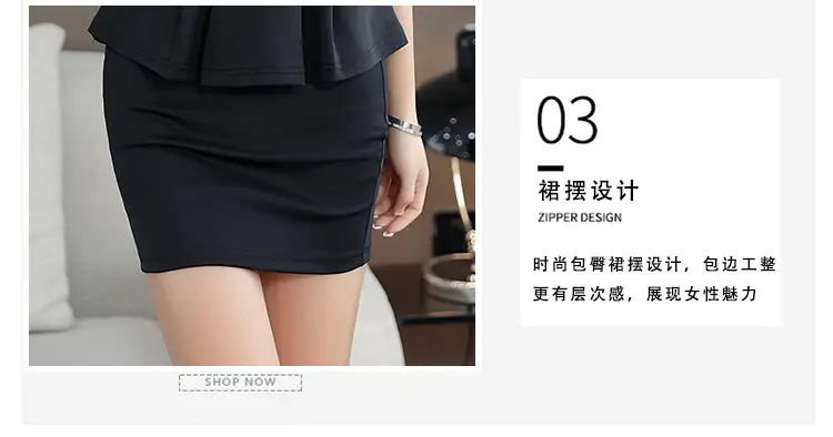 Black V-Neck Hip Short Sleeve Massage Workwear — feature 6