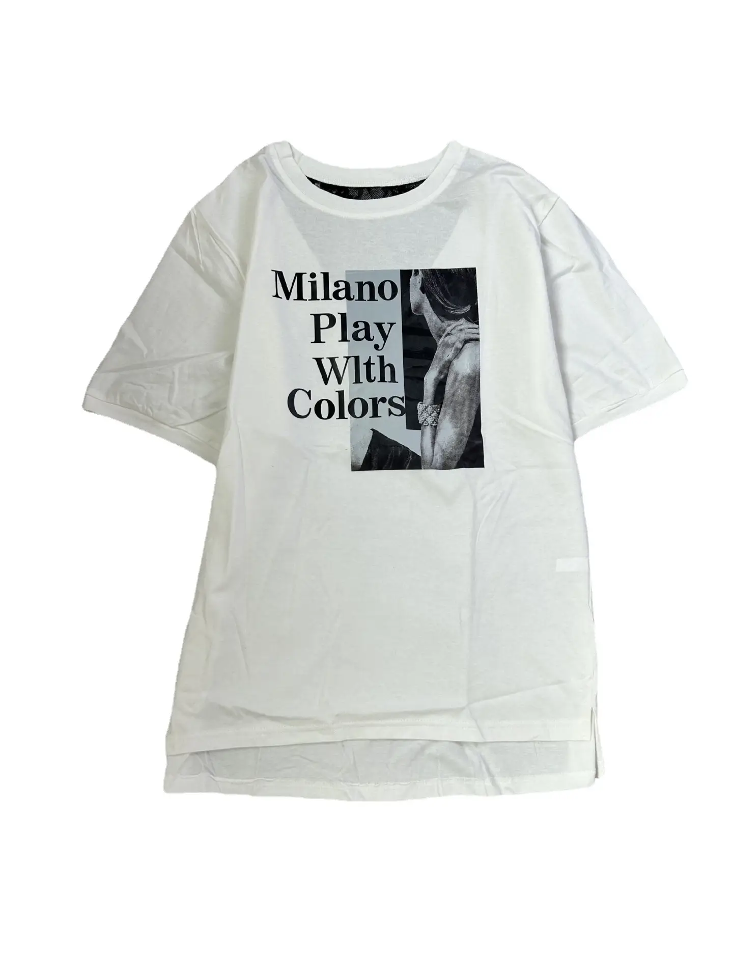 2023 Cotton Lace Top Summer Korean Style Loose T-shirt