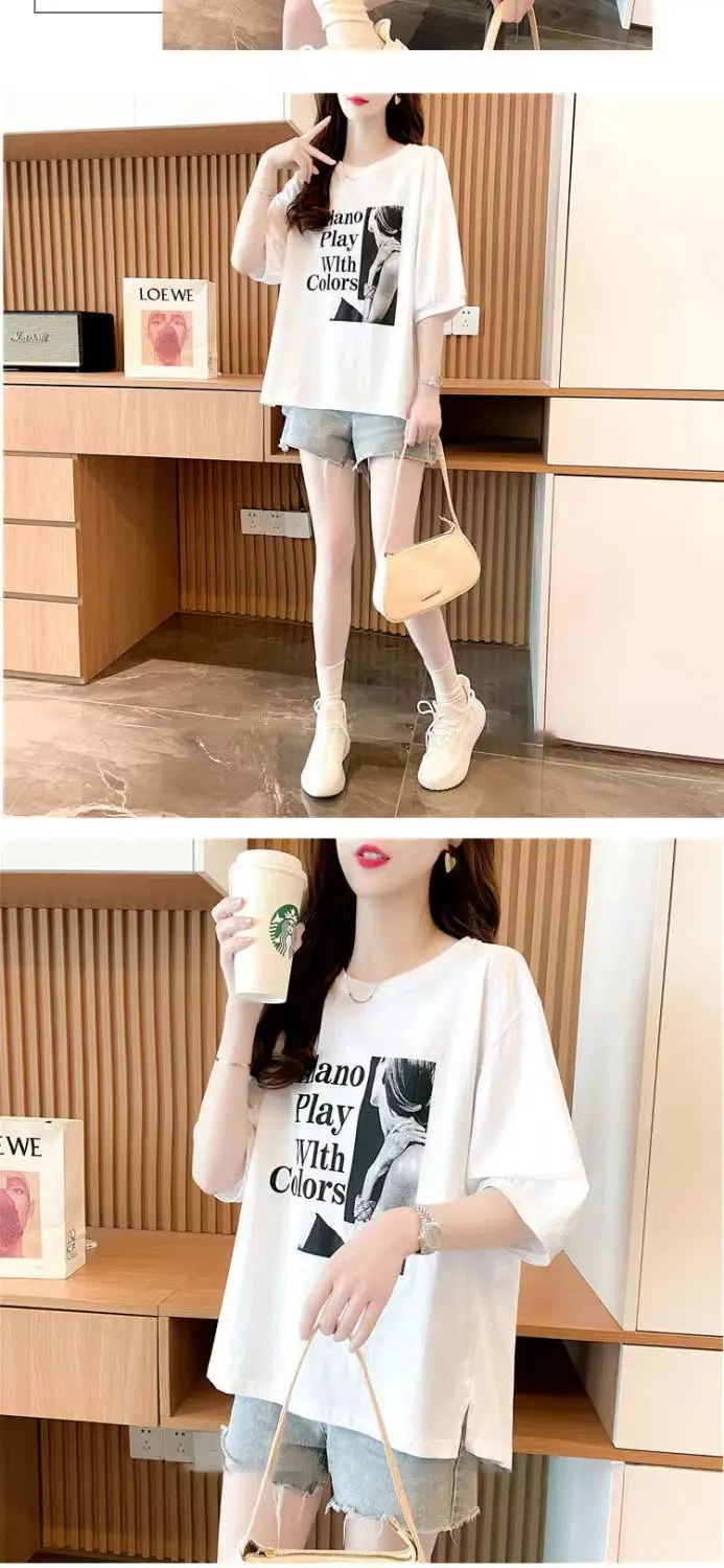 2023 Cotton Lace Top Summer Korean Style Loose T-shirt — feature 12