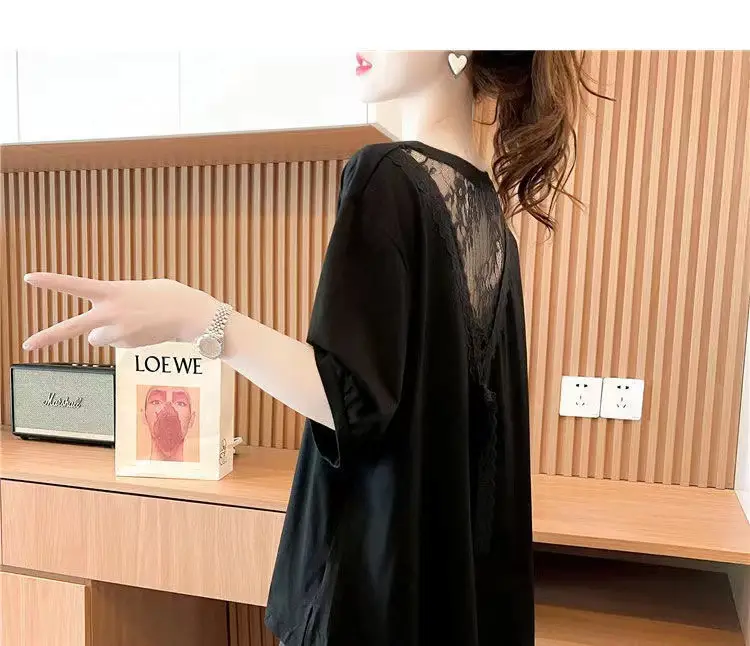 2023 Cotton Lace Top Summer Korean Style Loose T-shirt — feature 5
