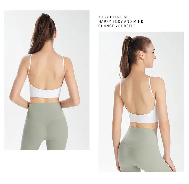 Women's Back Sports Bra White Wide Elastic Cup — feature 24